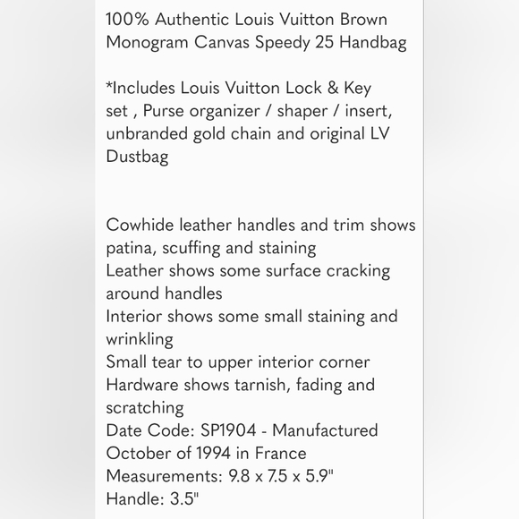 Louis Vuitton LV Monogram Speedy Vintage Handbag Purse Bundle - Picture 16 of 16